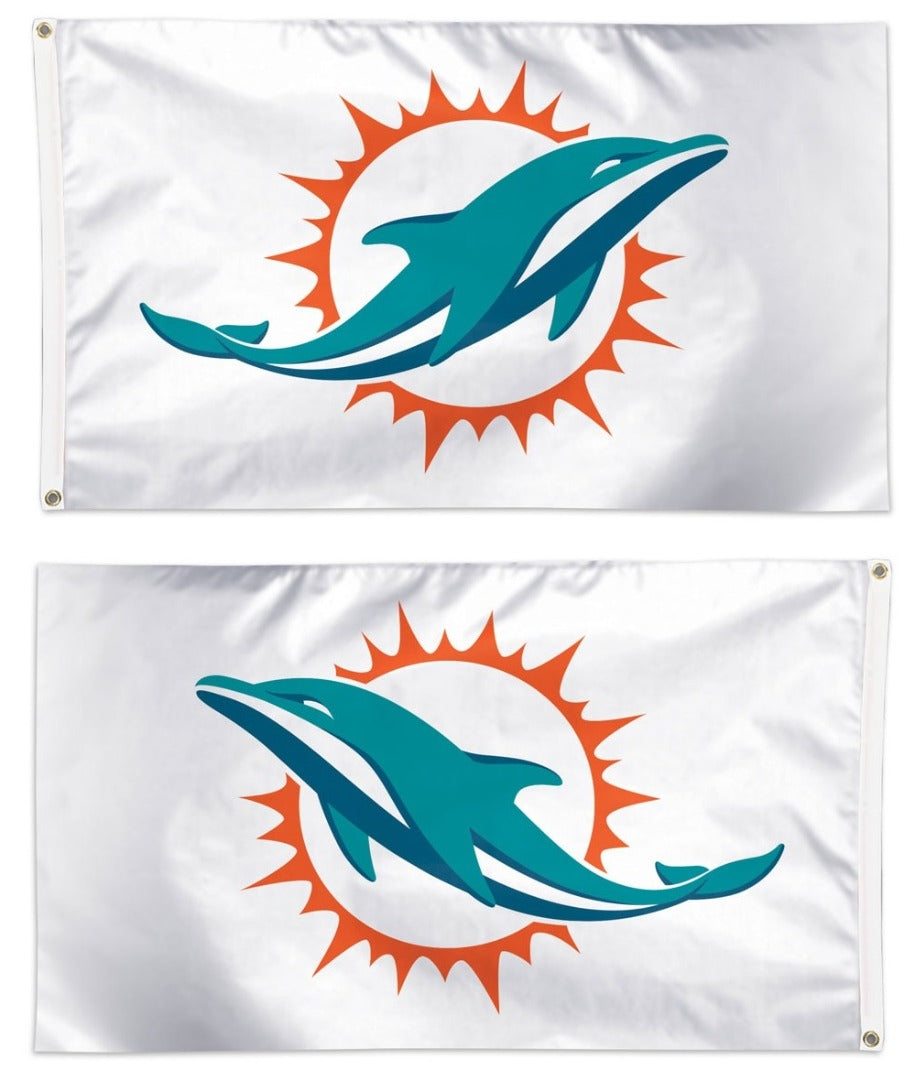 Miami Dolphins Flag 3x5 Logo White