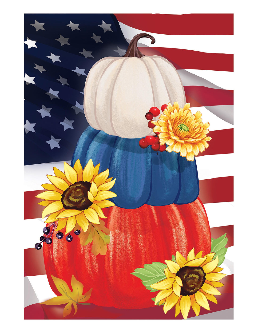 American Pumpkin Stack 2 Sided Flag heartlandflags