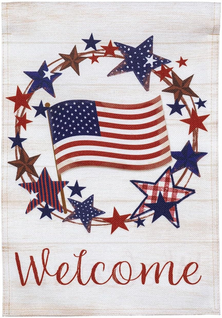 Americana Star Wreath 2 Sided Garden Flag heartlandflags