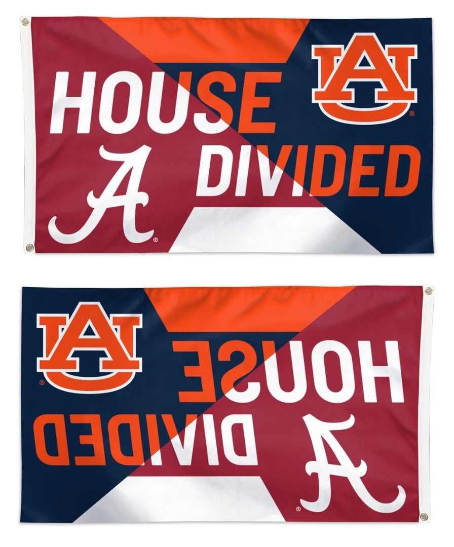 Auburn vs Alabama House Divided Flag 3x5 Tigers Crimson Tide heartlandflags