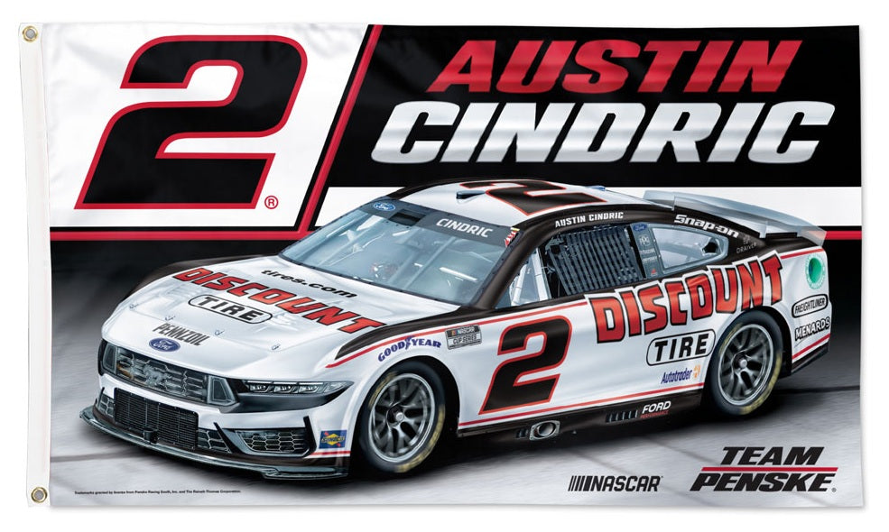Austin Cindric Flag 2025 Discount Tires Race Car 3x5 NASCAR