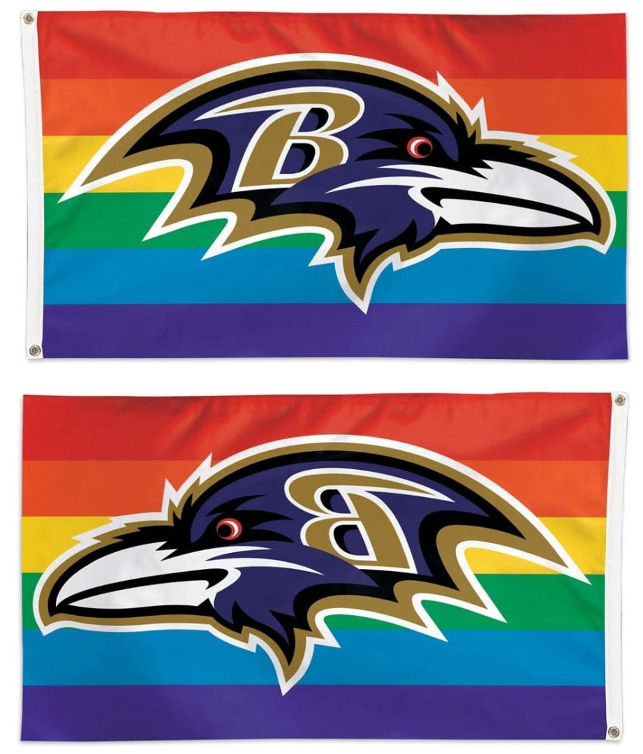 Baltimore Ravens Flag 3x5 Pride Rainbow heartlandflags