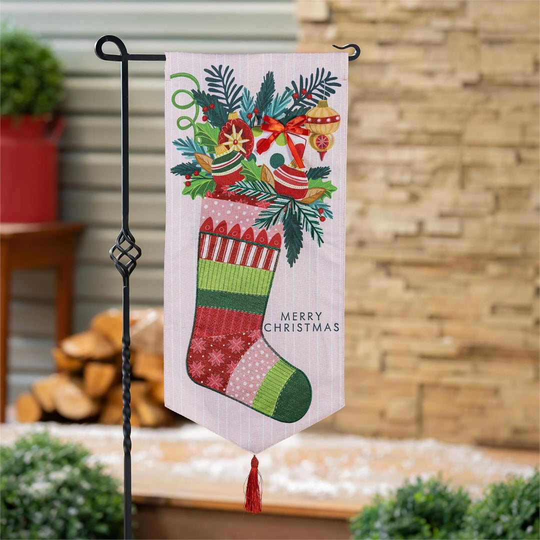 Christmas Stocking Celebration 2 Sided Long Garden Flag heartlandflags
