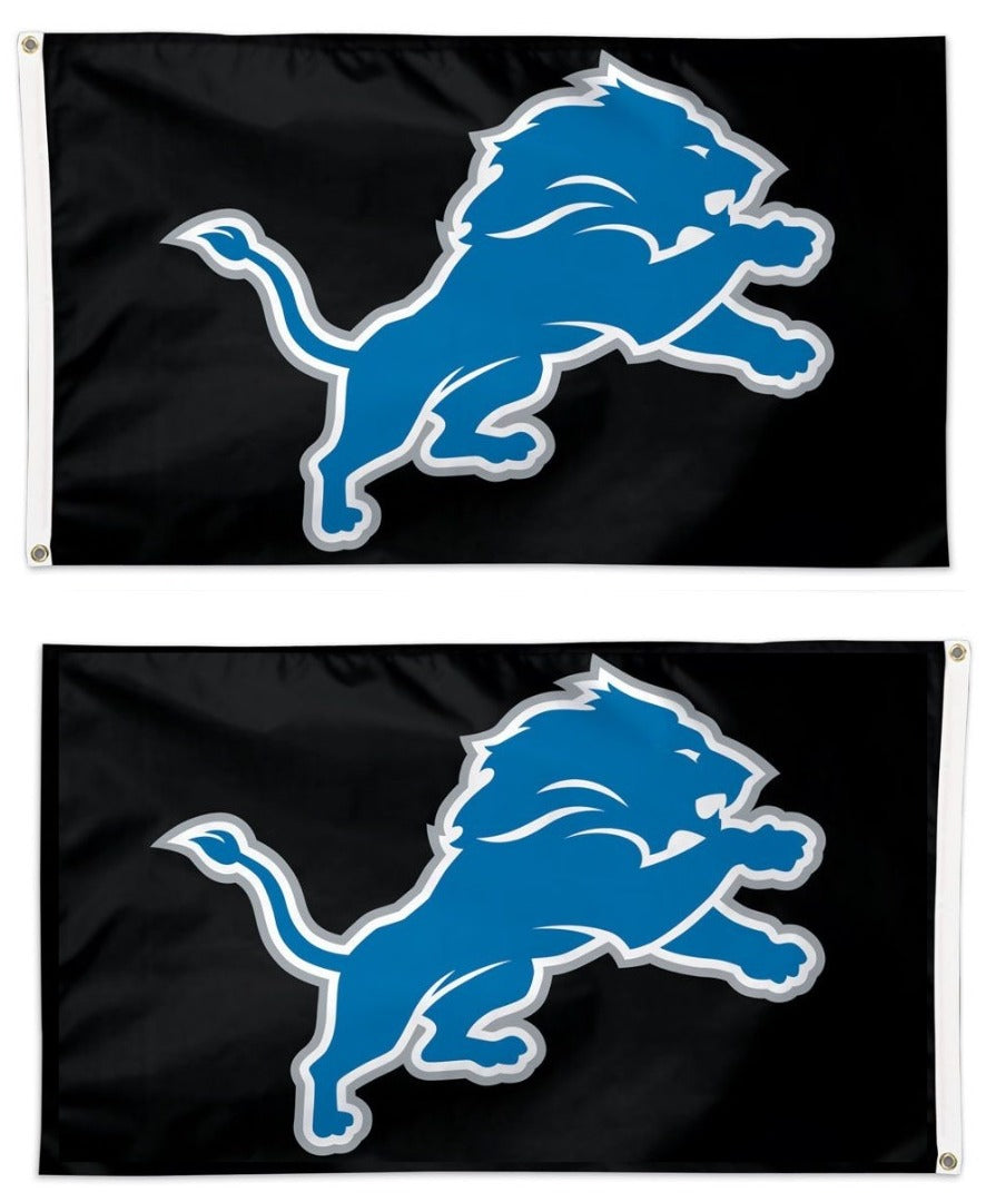Detroit Lions Flag 3x5 Black 2 Sided heartlandflags