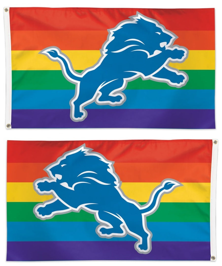 Detroit Lions Flag 3x5 Pride Rainbow heartlandflags