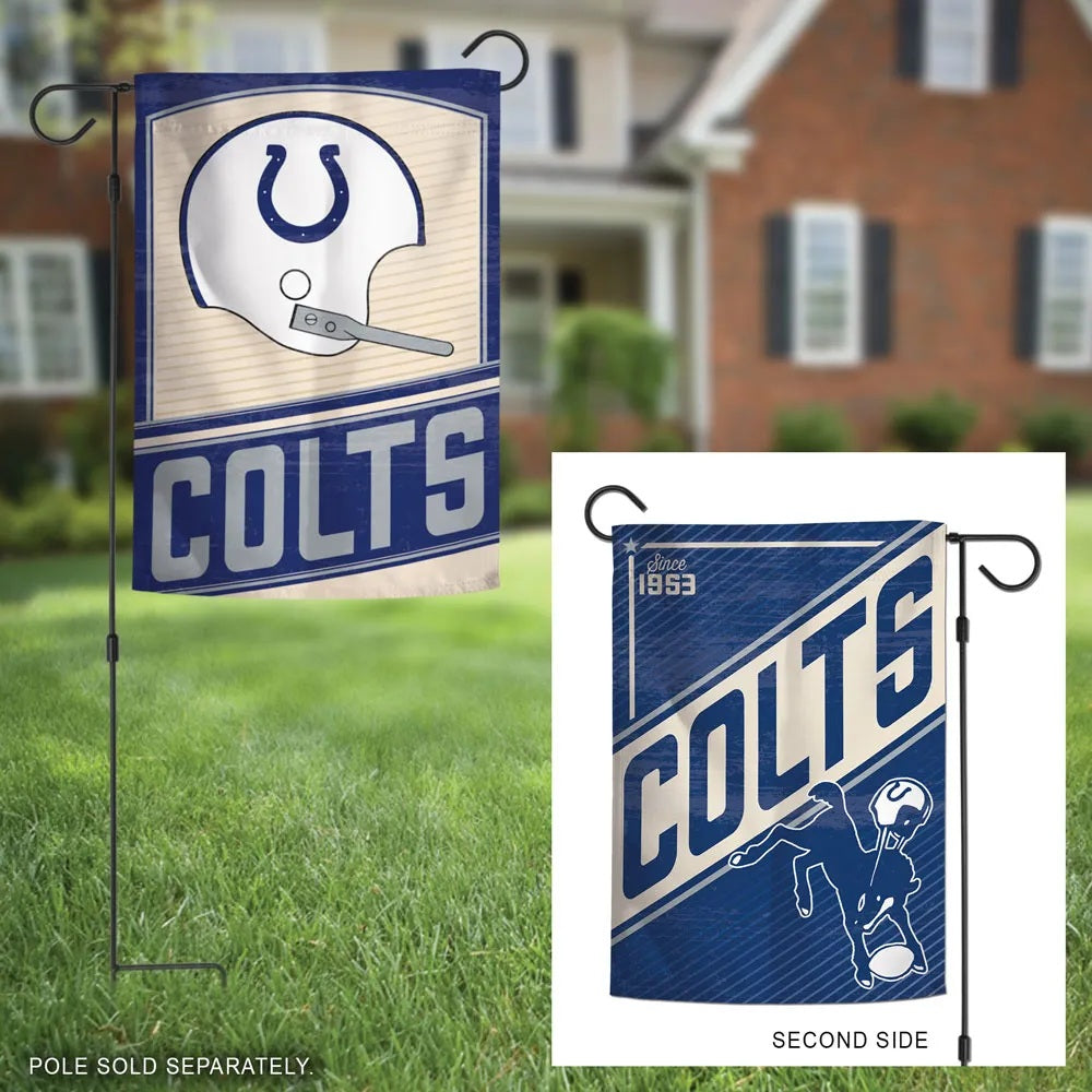 Indianapolis Colts Garden Flag 2 Sided Retro Classic Logo heartlandflags