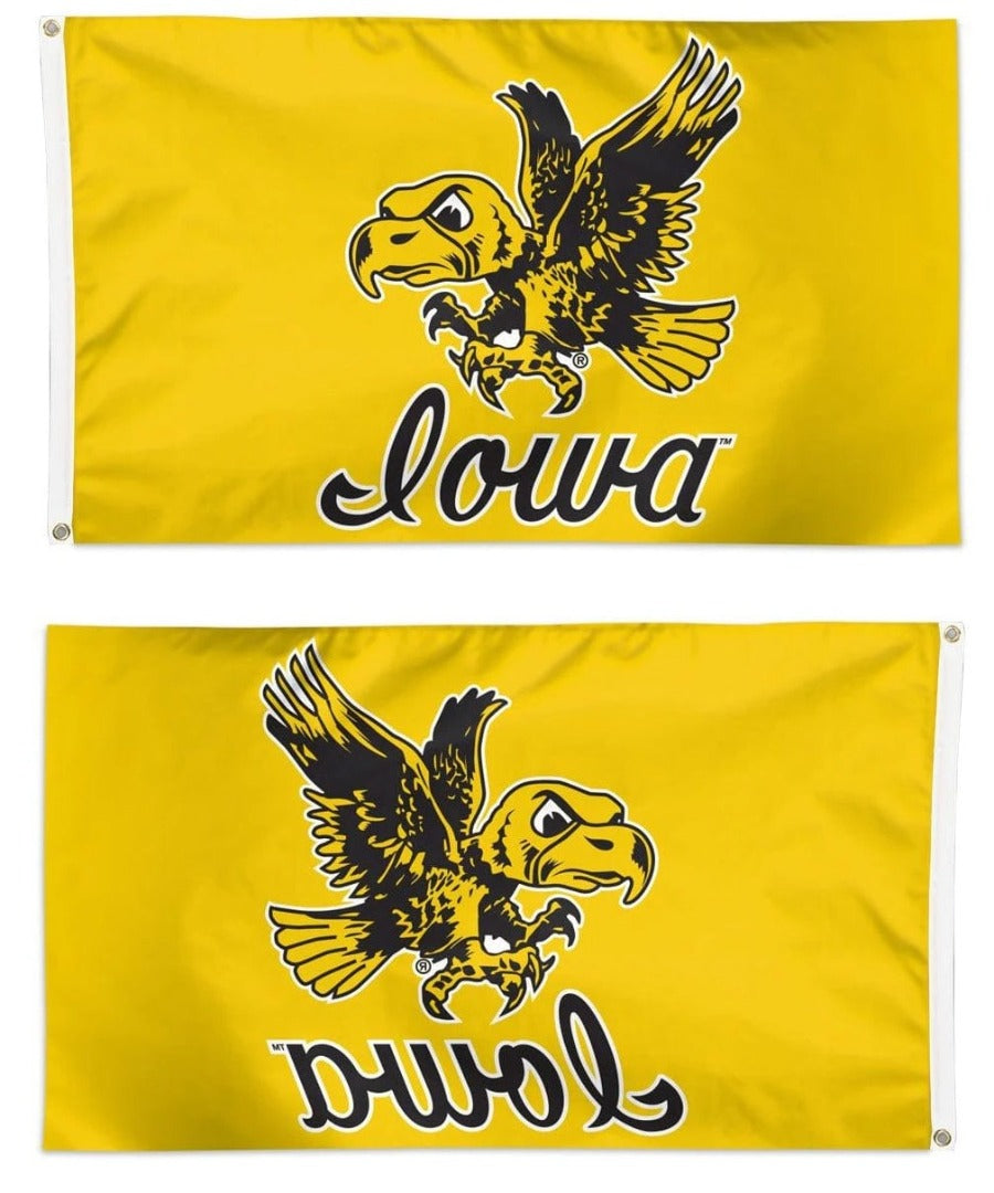Iowa Hawkeyes Flag 3x5 Throwback Logo Yellow heartlandflags