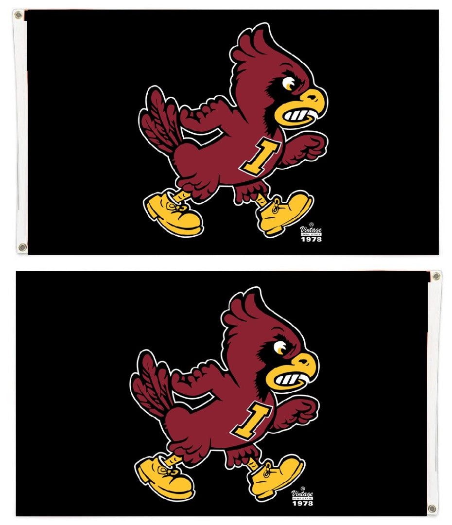 Iowa State Black Angry Cy 2 Sided Flag heartlandflags