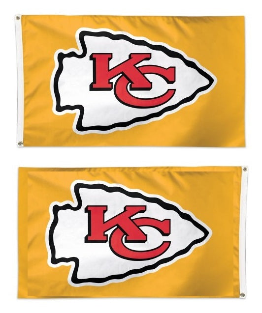 Kansas City Chiefs Flag 2 Sided Yellow heartlandflags