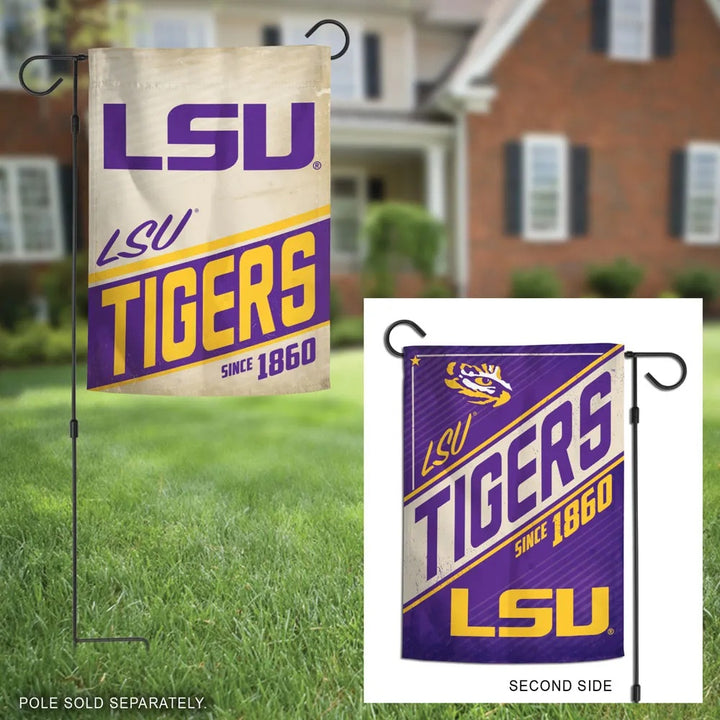 LSU Tigers Garden Flag 2 Sided Retro Logo heartlandflags