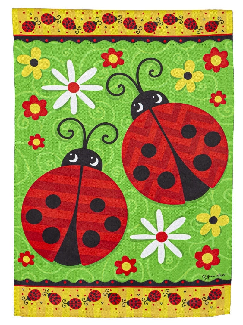 Ladybug Pair Summer Garden Flag 2 Sided heartlandflags