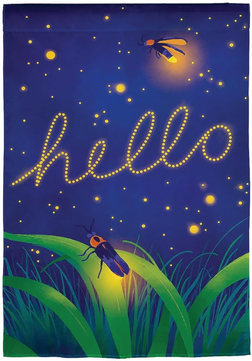 Lightning Bug Hello 2 Sided Garden Flag heartlandflags