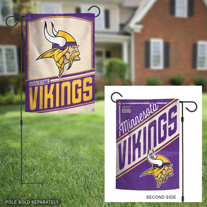 Minnesota Vikings Garden Flag 2 Sided Retro Classic Logo heartlandflags