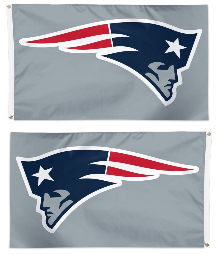 New England Patriots Flag 3x5 Logo Grey heartlandflags