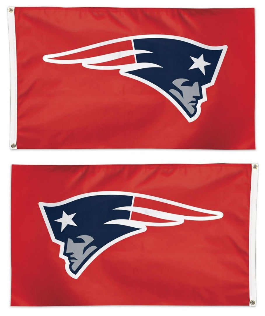 New England Patriots Flag 3x5 Logo on Red heartlandflags
