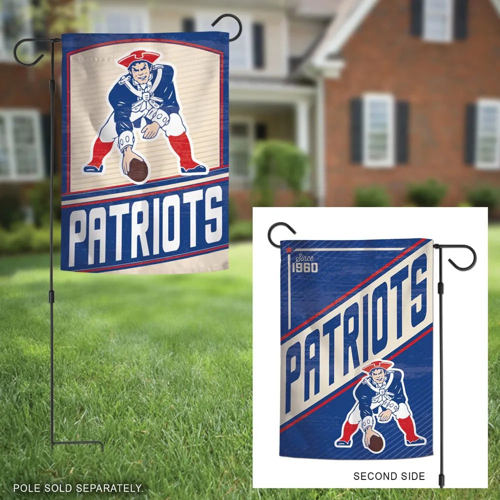 New England Patriots Garden Flag 2 Sided Retro Classic Logo heartlandflags