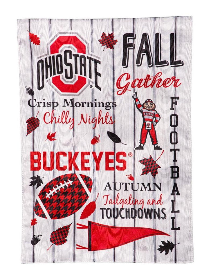 Ohio State 2 Sided Fall Garden Flag heartlandflags