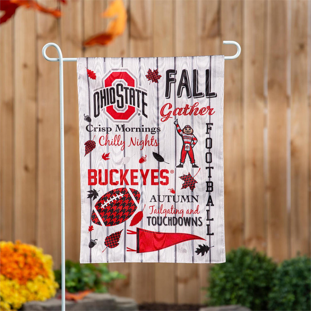 Ohio State 2 Sided Fall Garden Flag heartlandflags