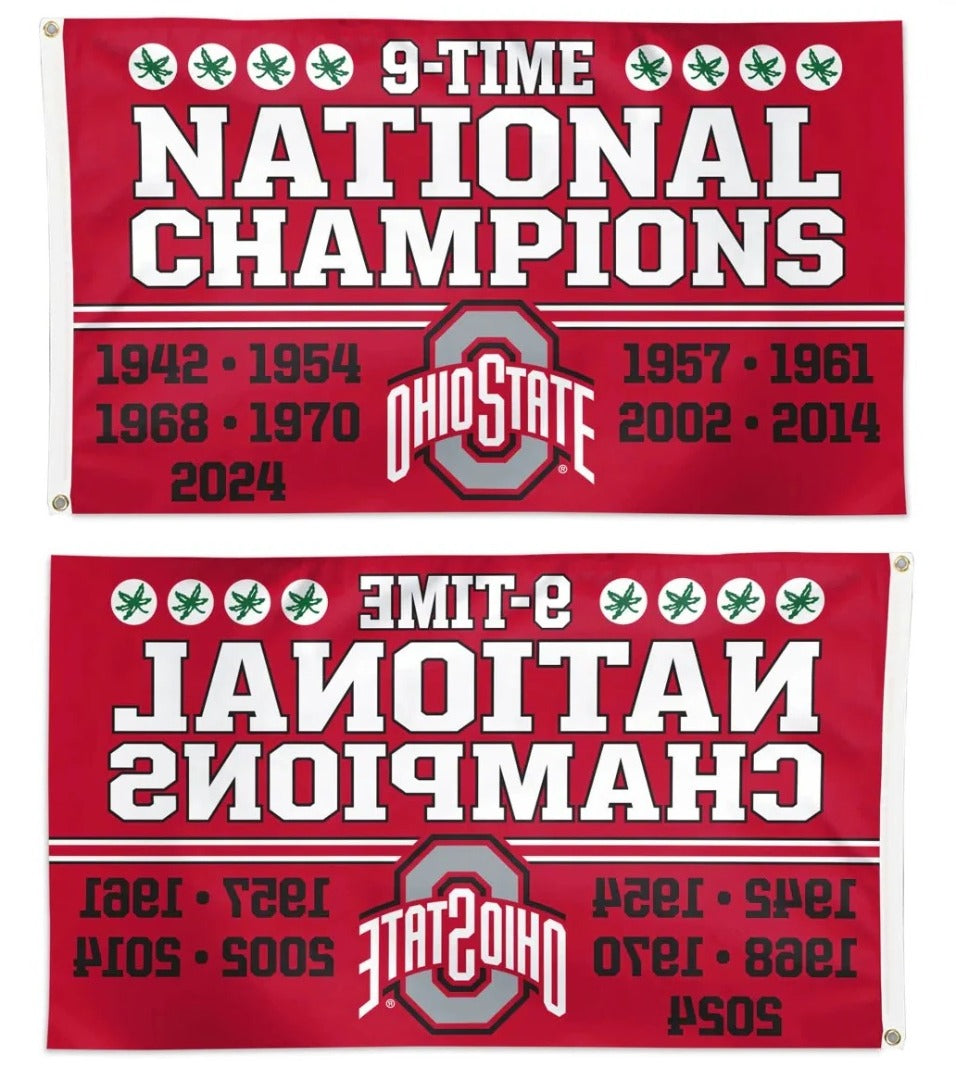 Ohio Flag NCAA Ohio State Buckeyes 2-Sided House Banner Flag Wall...