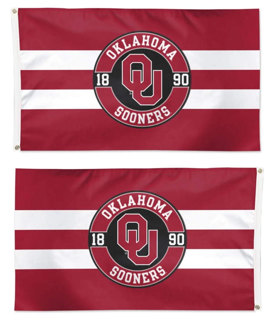 Oklahoma Sooners Applique Flag 2 Sided 3x5 heartlandflags