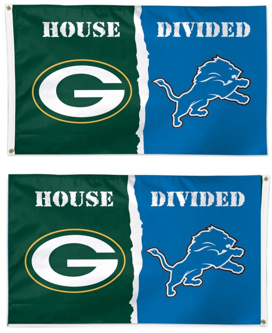 Packers vs Lions Flag 3x5 House Divided 2 Sided Rivalry heartlandflags