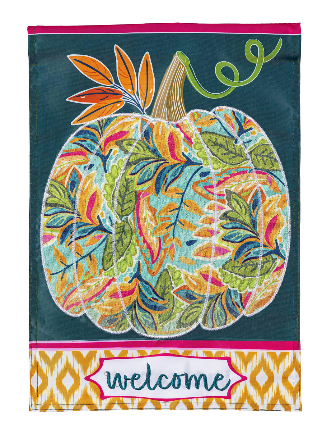 Patterned Jacobean Floral Pumpkin 2 Sided Garden Flag heartlandflags