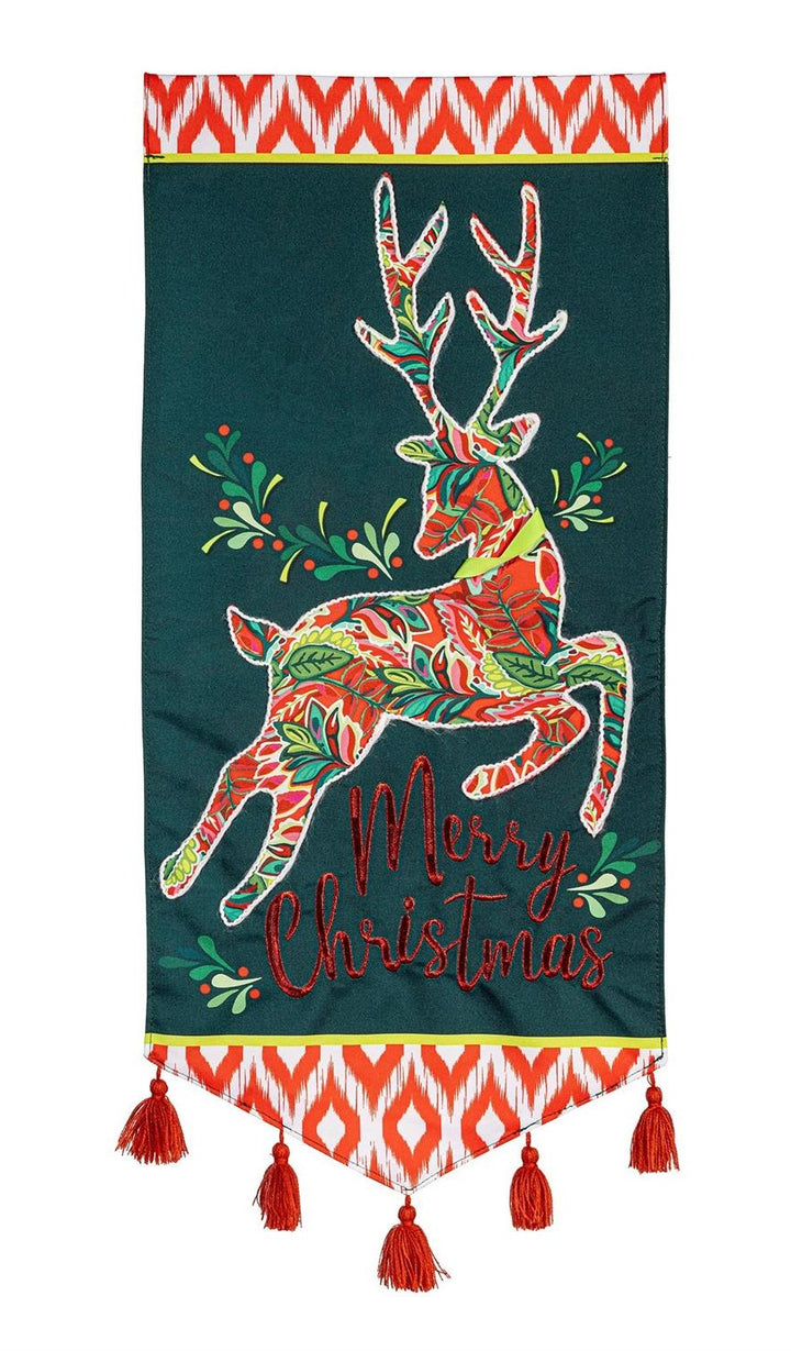 Patterned Reindeer 2 Sided Long Garden Flag heartlandflags