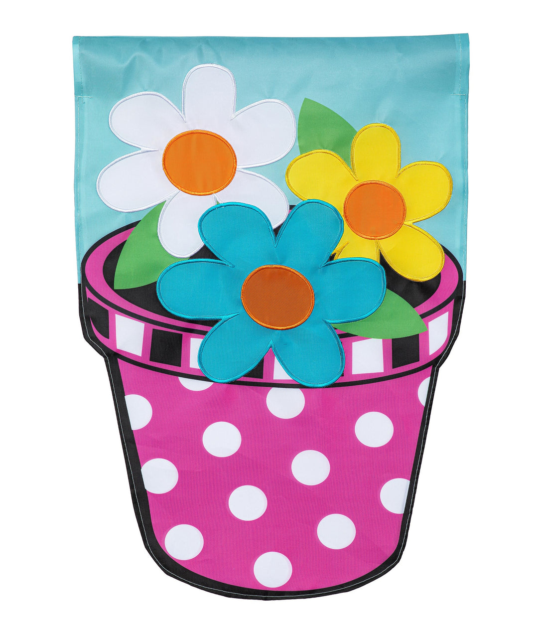 Pink Dot Flower Pot 2 Sided Garden Flag heartlandflags