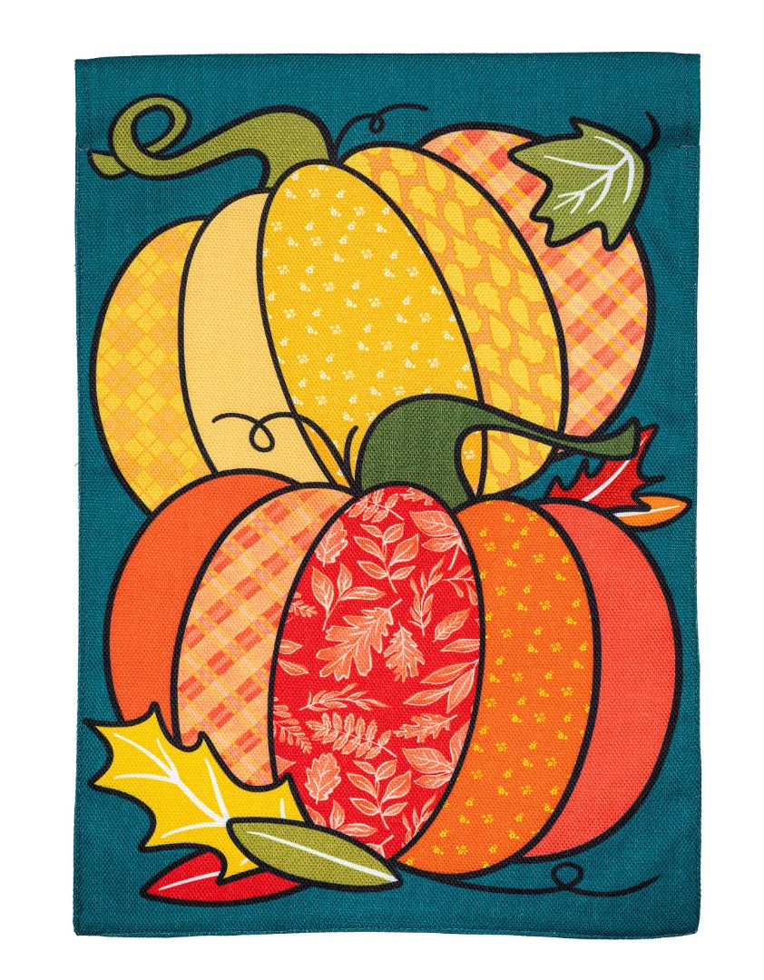 Quilted Pumpkins 2 Sided Garden Flag heartlandflags