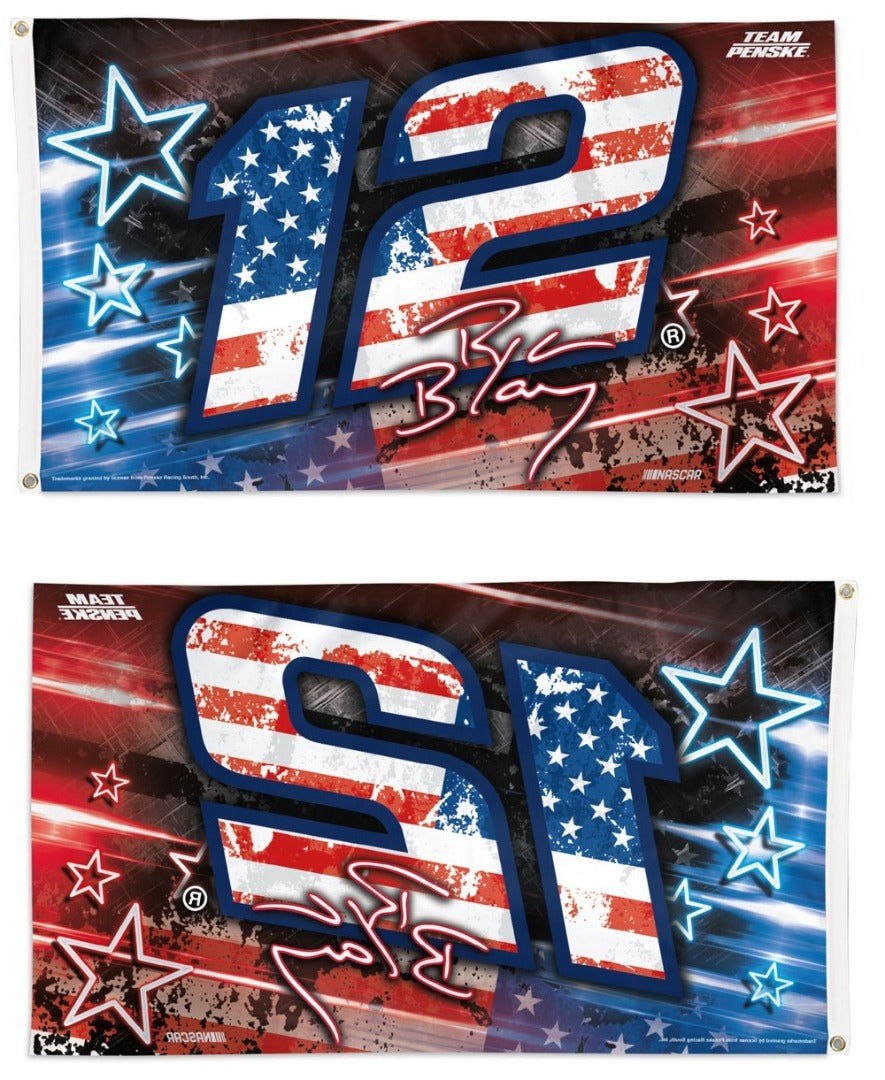 Ryan Blaney Flag 3x5 Red White Blue Patriotic #12 heartlandflags