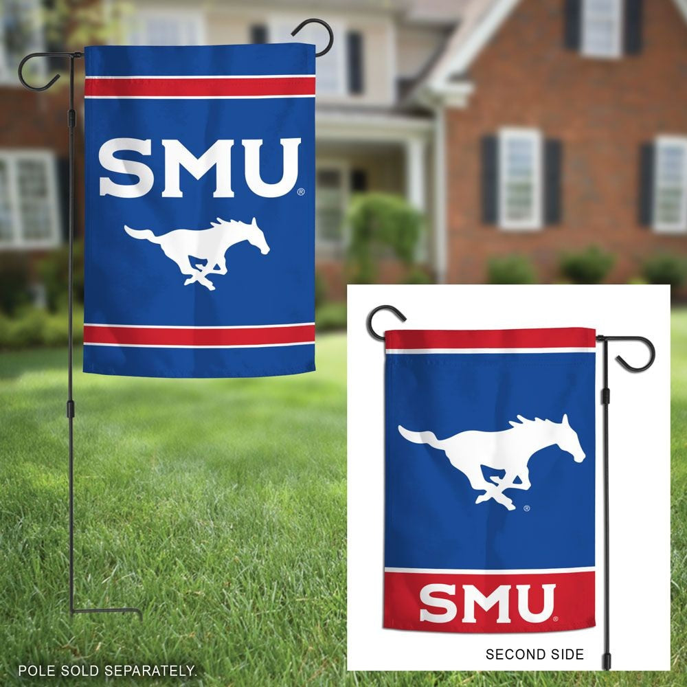 SMU Mustangs Garden Flag 2 Sided Double Logo heartlandflags