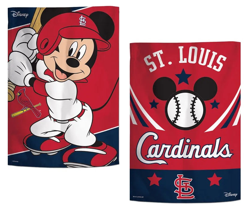 St Louis Cardinals 2 Sided Mickey Mouse MLB Garden Flag
