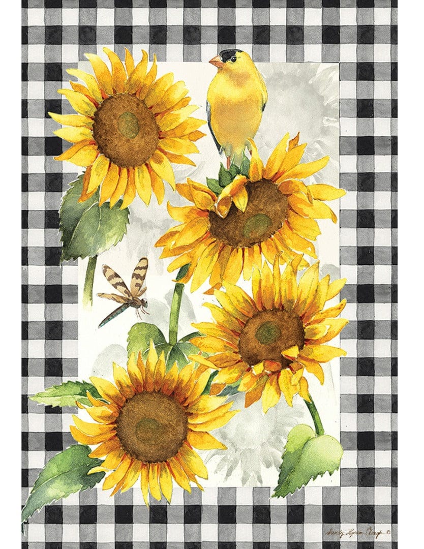 Sunflower and Goldfinch Summer Garden Flag 2 Sided heartlandflags