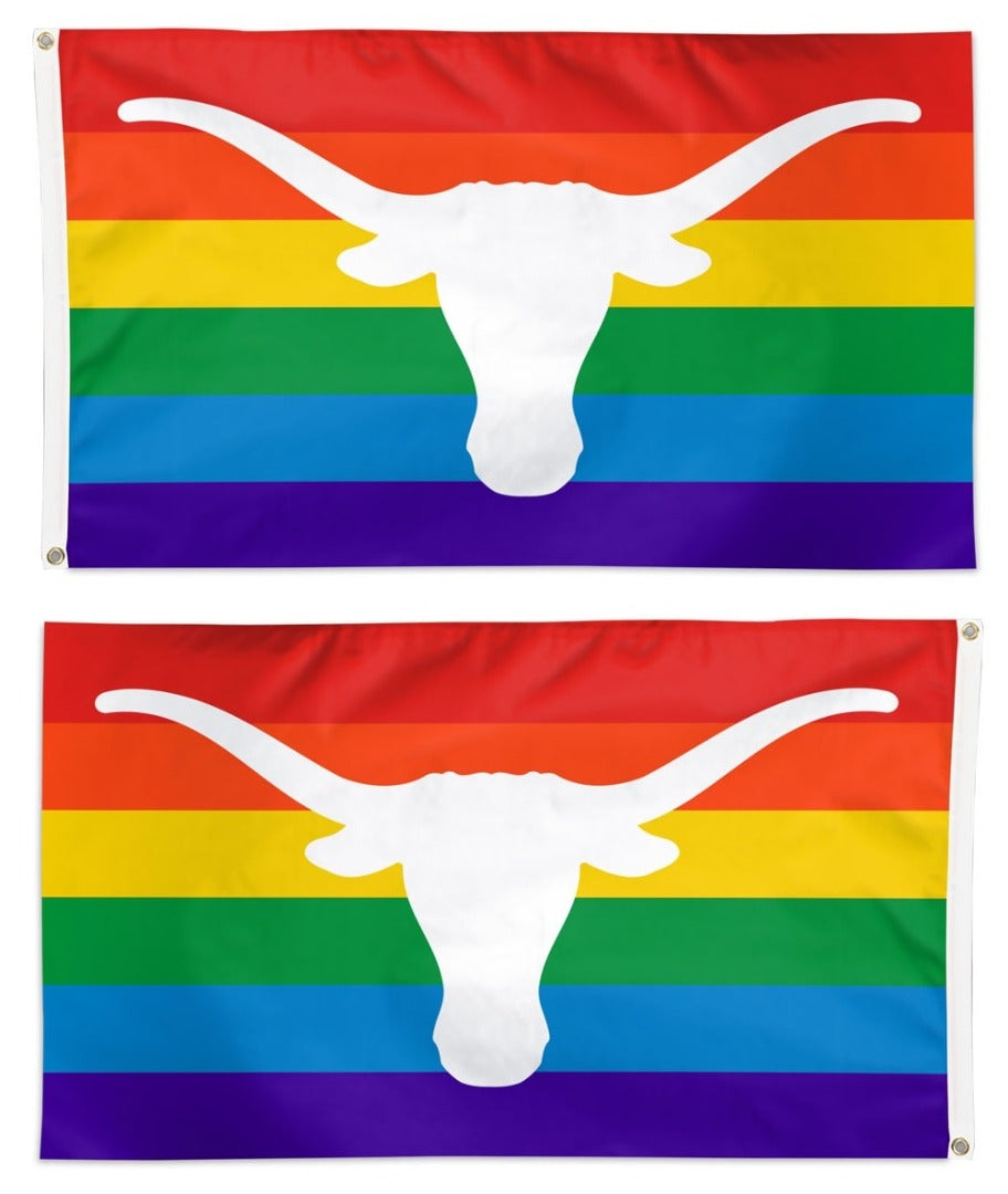 Texas Longhorns Flag 3x5 Rainbow Pride heartlandflags