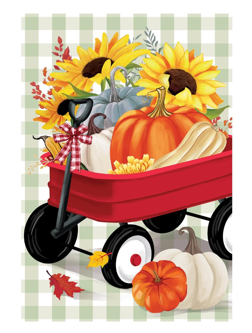 Wagon Filled Pumpkin 2 Sided Garden Flag heartlandflags
