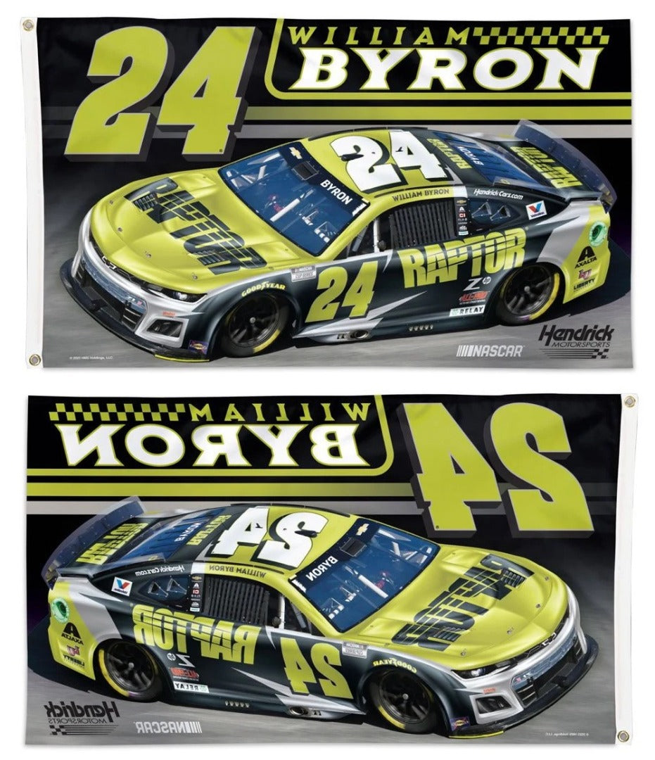William Byron Flag 3x5 Raptor Race Car 2025 heartlandflags