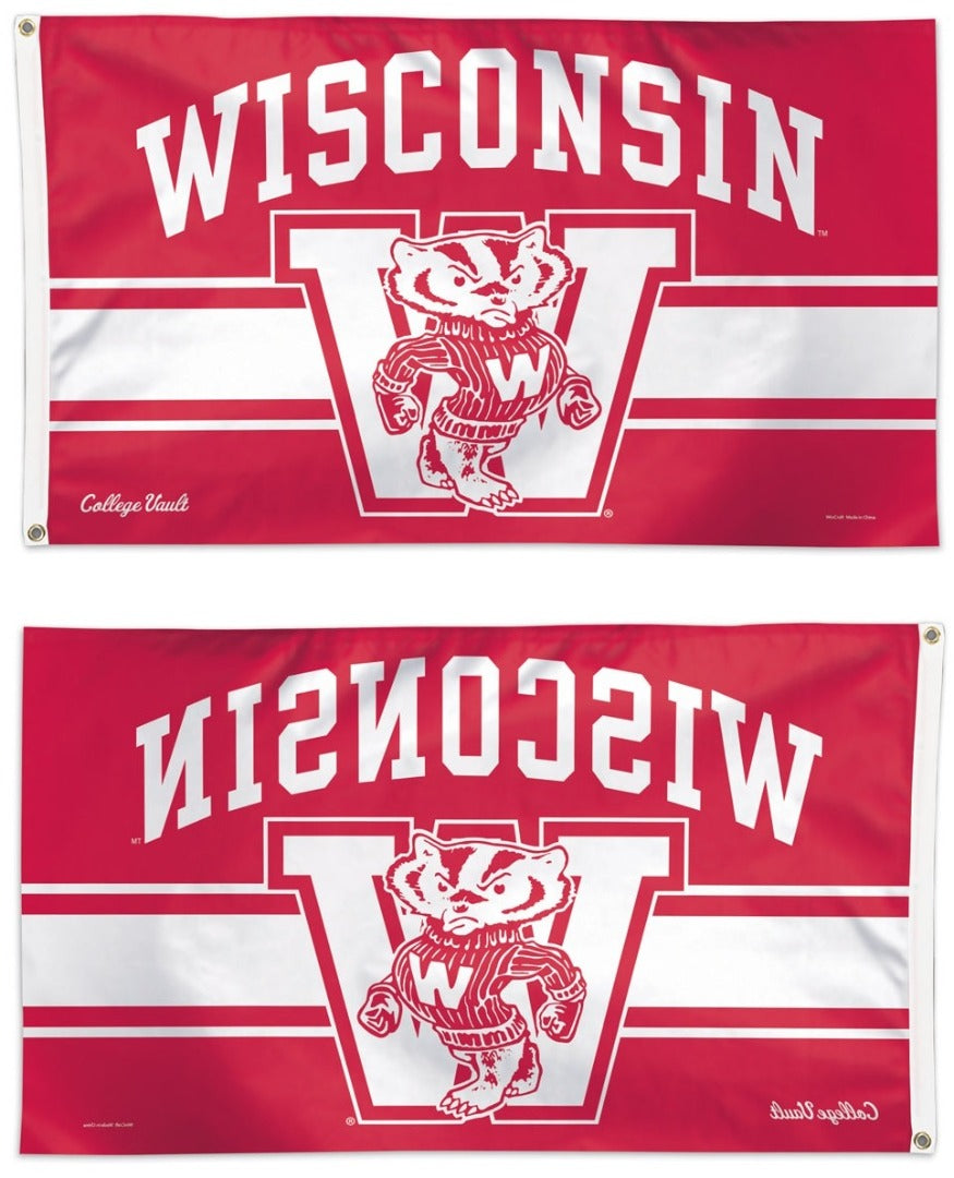 Wisconsin Badgers Vault Logo 3x5 Flag Throwback heartlandflags