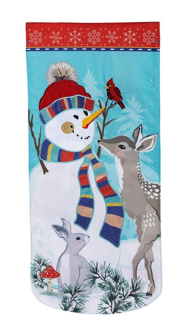 Woodland Snowman 2 Sided Long Garden Flag heartlandflags