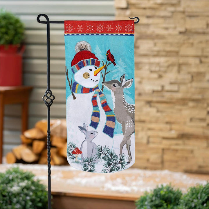 Woodland Snowman 2 Sided Long Garden Flag heartlandflags