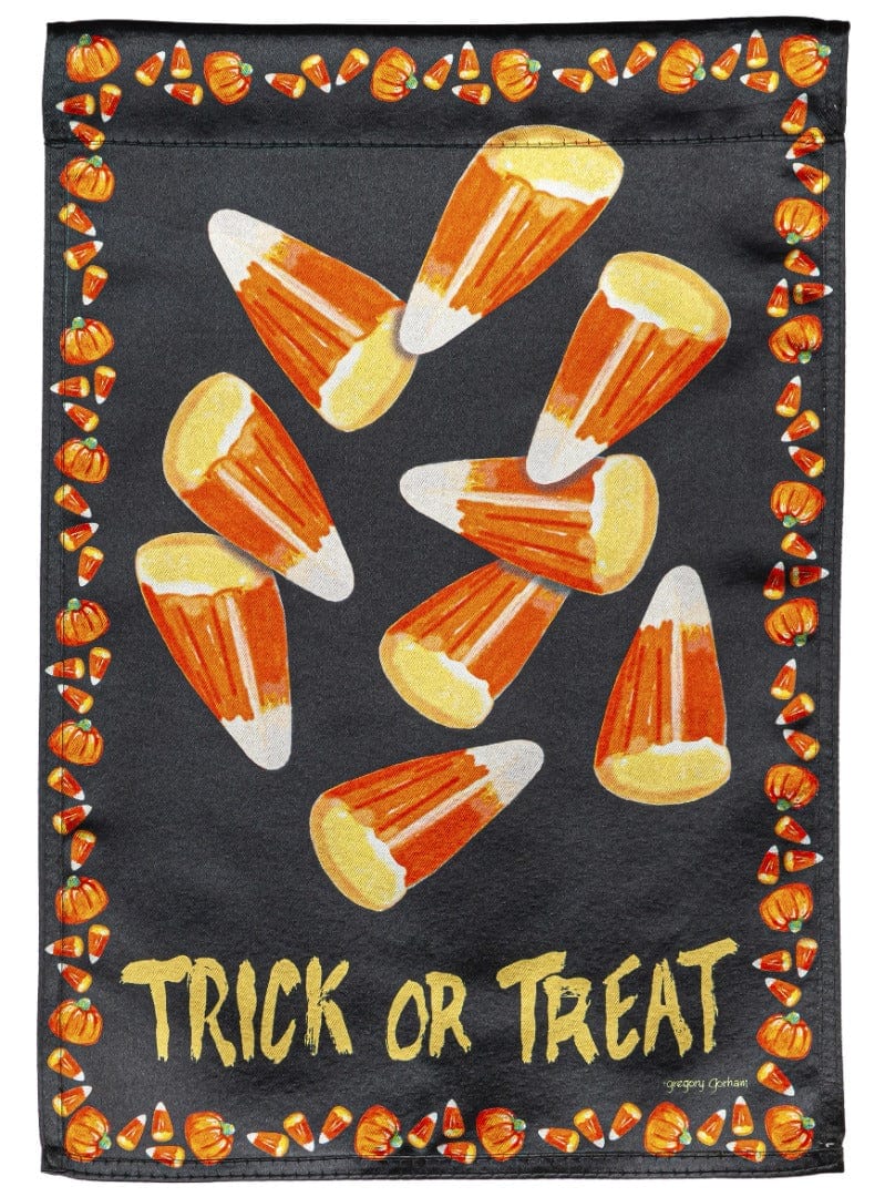 Candy Corn Greetings Halloween Garden Flag 2 Sided Trick or Treat 14LU11016 Heartland Flags