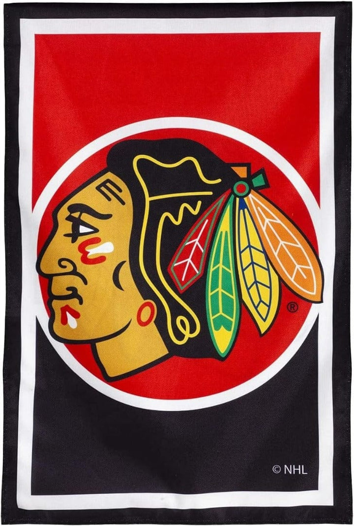 Chicago Blackhawks Banner 2 Sided Burlap House Flag 13NB4355 Heartland Flags