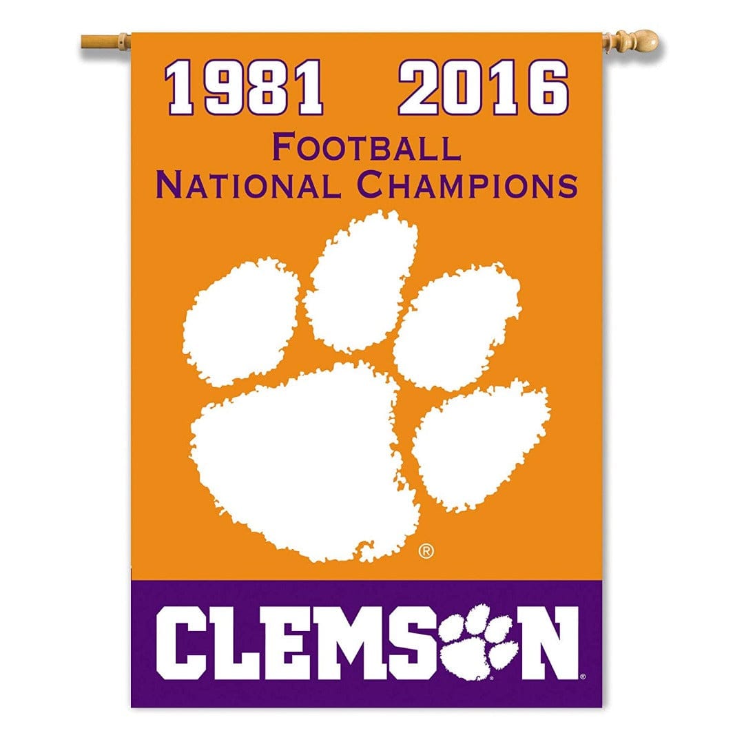 Clemson Tigers Banner 2 Sided Football Champion Years House Flag 45693C Heartland Flags