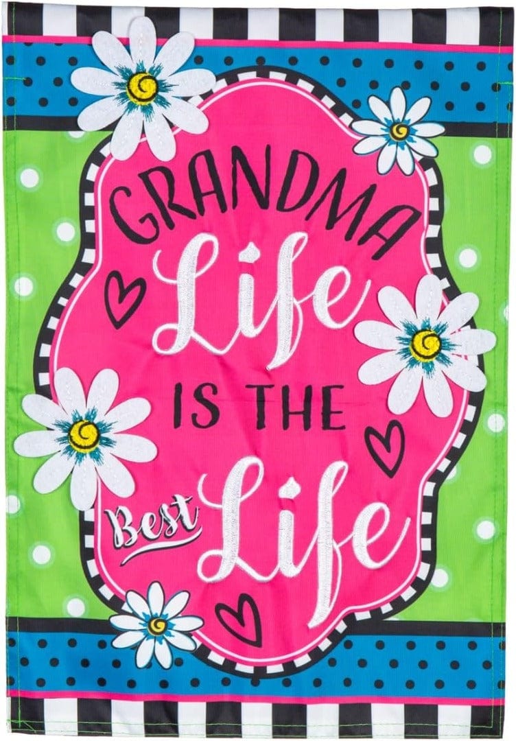 Grandma Life Applique Garden Flag 2 Sided Best Life 169602 Heartland Flags