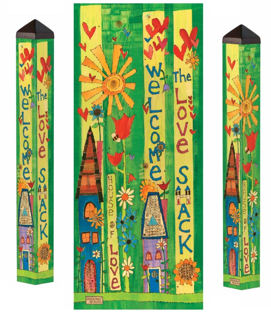 Love Shack Art Pole 40 Inches Tall Painted Peace PL40026 Heartland Flags