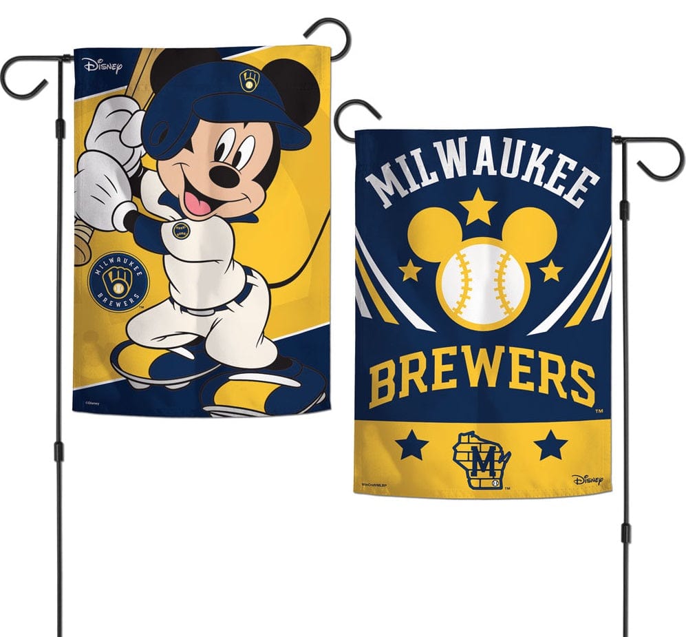 Milwaukee Brewers Garden Flag 2 Sided Mickey Mouse 88980120 Heartland Flags