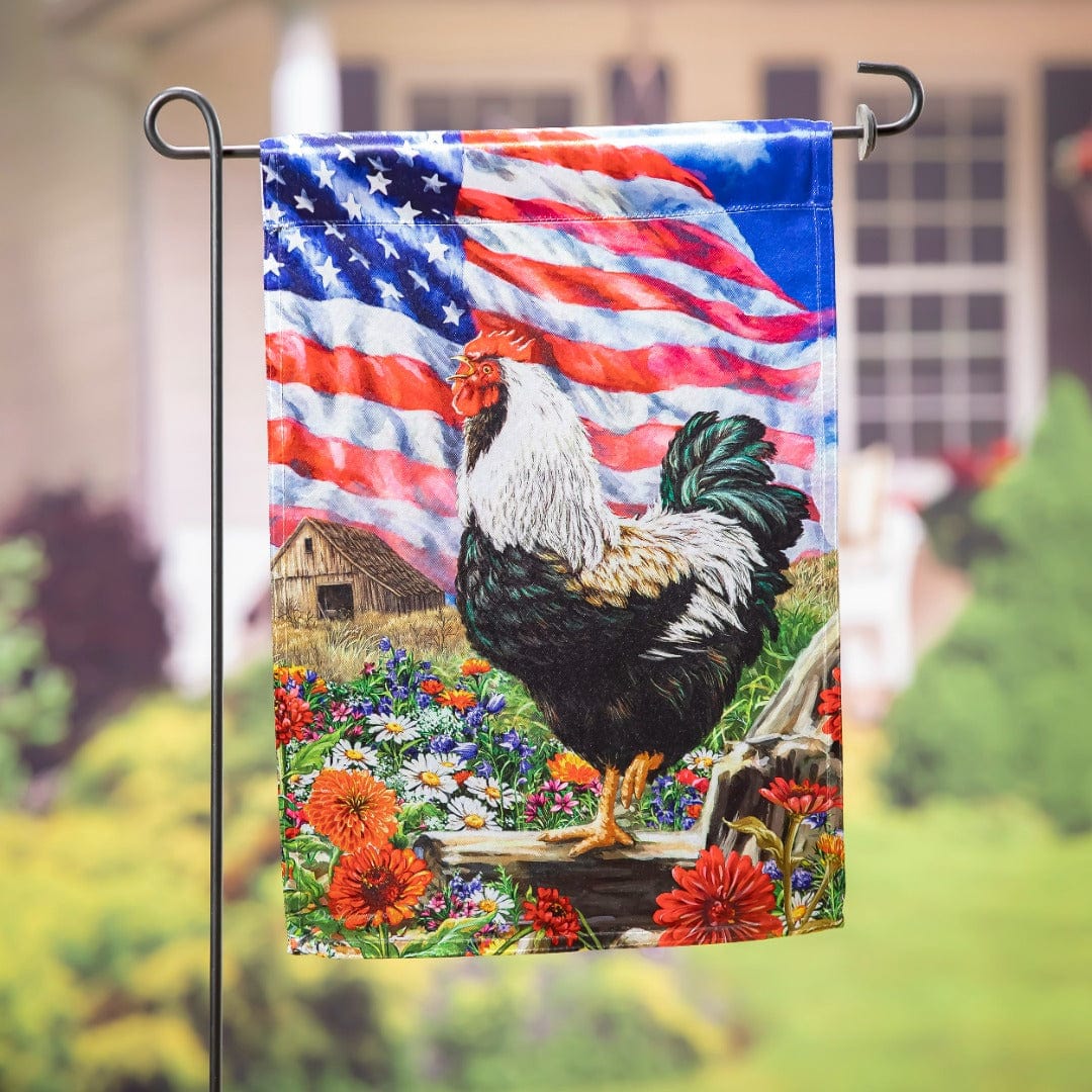 Morning In America Patriotic Garden Flag 2 Sided Rooster 14LU10918 Heartland Flags