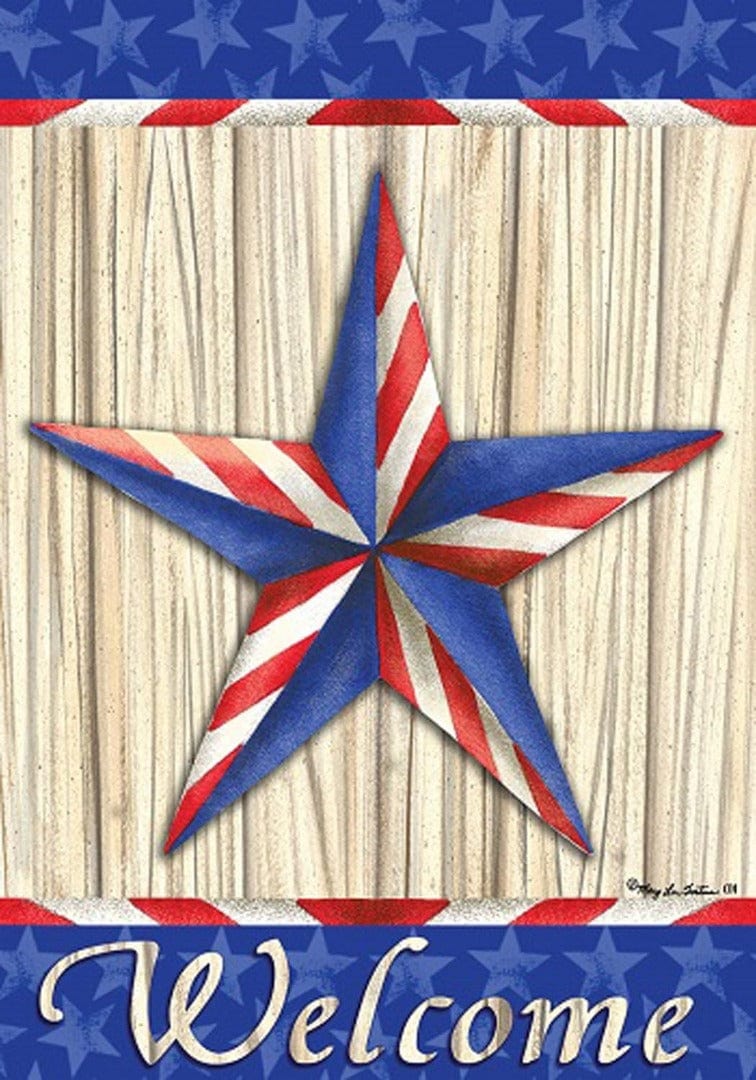 Patriotic Star Banner 2 Sided House Flag Welcome 2344FL Heartland Flags