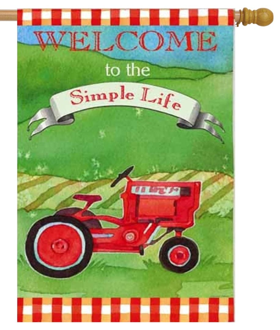 Simple Life Banner 2 Sided Red Farm Tractor House Flag 13S2288 Heartland Flags