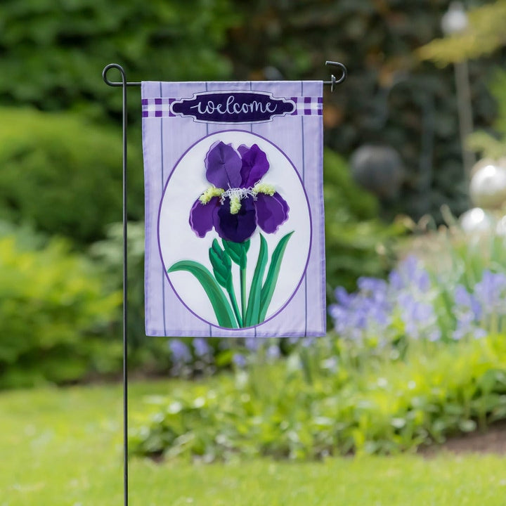 Spring Iris Welcome Garden Flag 2 Sided Applique 169457 Heartland Flags
