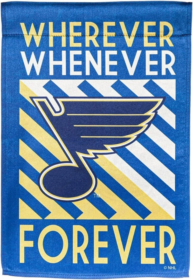 St Louis Blues Garden Flag 2 Sided Wherever Whenever Forever 14LU4374WWF Heartland Flags